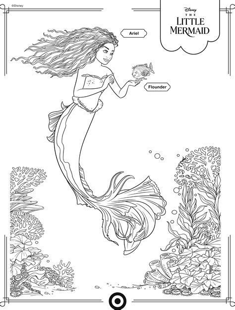 Ariel And Flounder Coloring Page