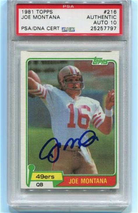 2002 joe montana classic etopps san francisco 49ers football one of 3000 cards. Joe Montana Signed 1981 Topps Rookie Card Rc #216 Psa Graded 10 Autograph Auto