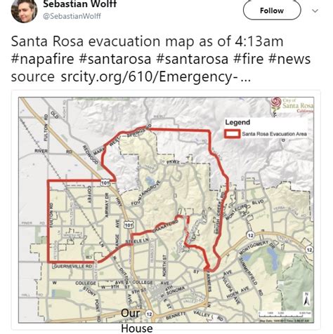 Santa Rosa Fire Evacuation Area Map