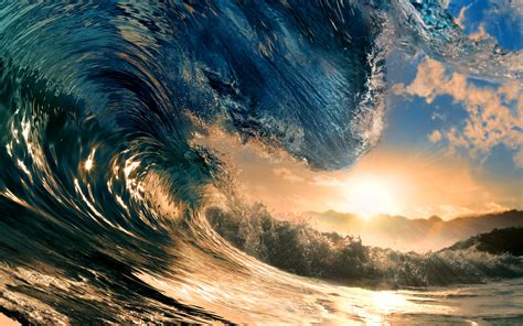 Große Welle Meer Sonne 2880x1800 Hd Hintergrundbilder Hd Bild