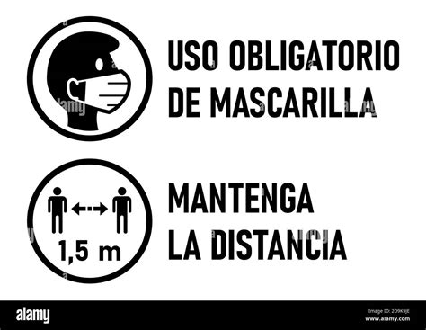Iconos De Advertencia En Español Uso Obligatorio De Mascarilla Y