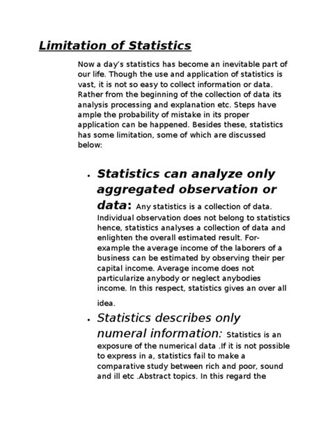 Limitation Of Statistics Observation Statistics