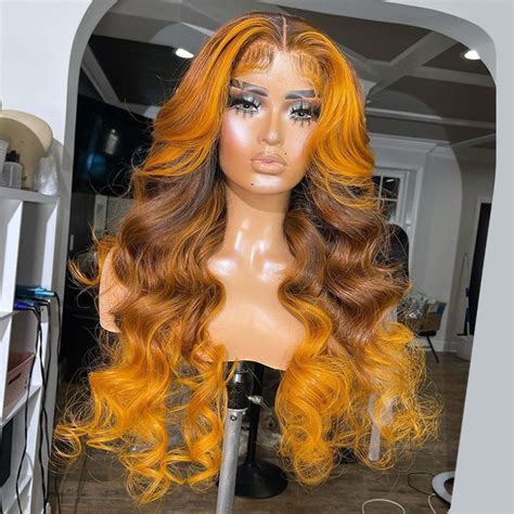 Purchase West Kiss Brown Ombre Colored Wigs With Ginger Highlights