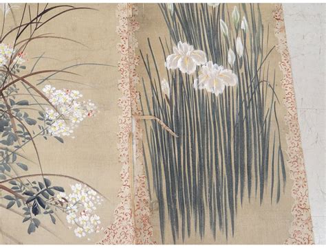 4 Rolls Japanese Paintings On Silk Flowers Birds Japan Signed Nineteenth