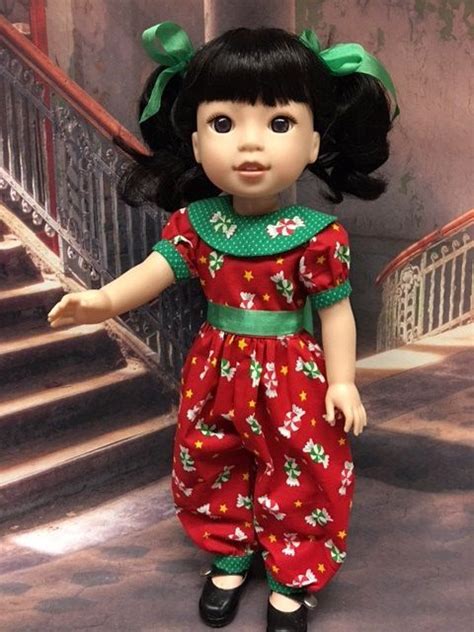 Peppermint Candy Romper Fits Wellie Wishers 14 12 Inch Dolls Etsy
