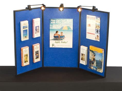 Tri Fold And Double Sided Exhibition Blue Display Board Includes 3