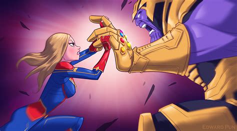 Captain Marvel Vs Thanos By Pungang On Deviantart