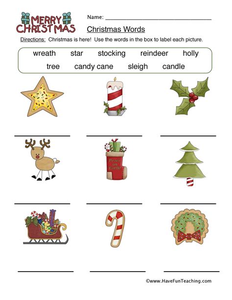 A series of free worksheets for students on the christmas season. Christmas Words Matching Worksheet | Have Fun Teaching