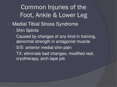 Ppt The Foot Ankle And Lower Leg Injuries Powerpoint Presentation Id