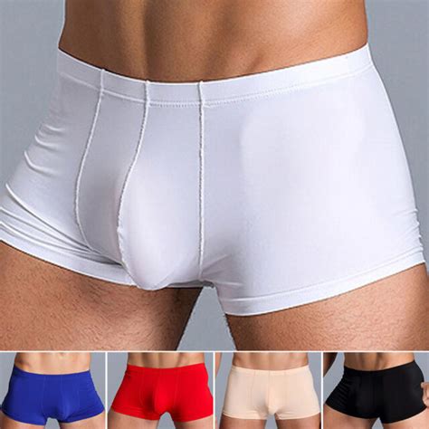 Mens Ice Silk Boxer Briefs Ultra Thin Underwear Shorts Underpants