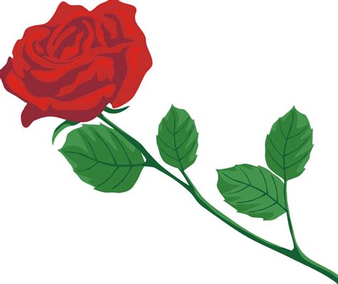 Red Rose With Stem Drawing