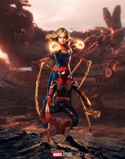 Spider Man And Captain Marvel Peter Parker And Carol Danvers Marvel