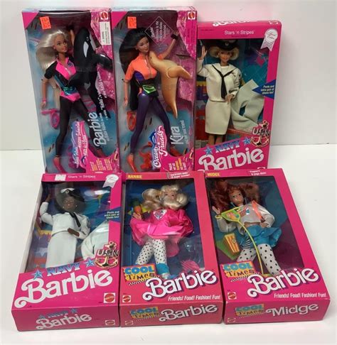 Lot 6 Nrfb Barbie And Friends 2 Cool Times Including Midge And