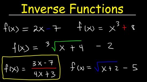 How To Find The Inverse Of A Function Youtube