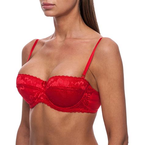 Strapless Push Up Bra Multiway Sexy Balcony Lace Padded Plunge Bras For