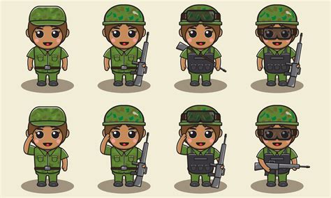 Cute Cartoon Illustration Of A Female Soldier 3420823 Vector Art At