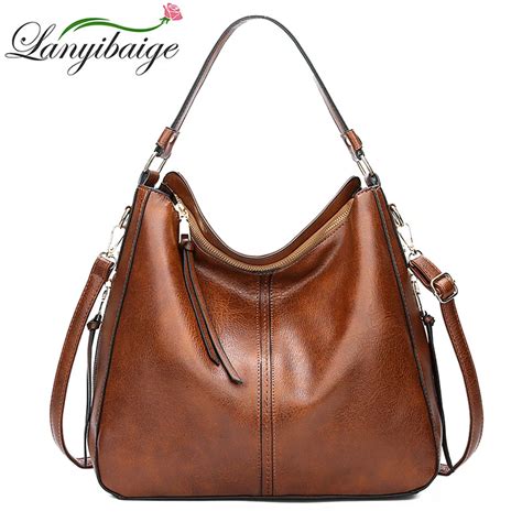 2018 Vintage Brown Women Leather Handbags Luxury Designer Shoulder Bags