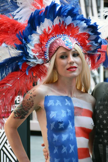 Women In Times Square In NYC Wearing Only Body Paint Photo Taken Thursday August