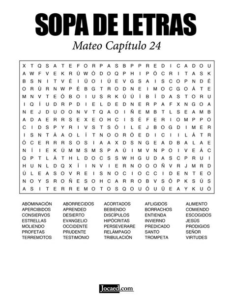 Sopa de Letras Mateo Cápitulo 24 Sopas de letras para imprimir