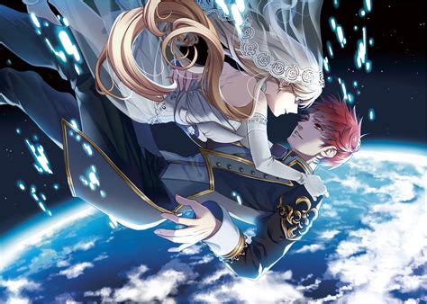 Original Couple Anime Earth Red Hair Blonde Love Space Girl Boy Wallpapers Hd