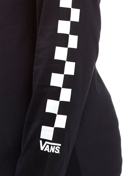 Vans Cotton Checkerboard Long Sleeve T Shirt In Black For Men Lyst