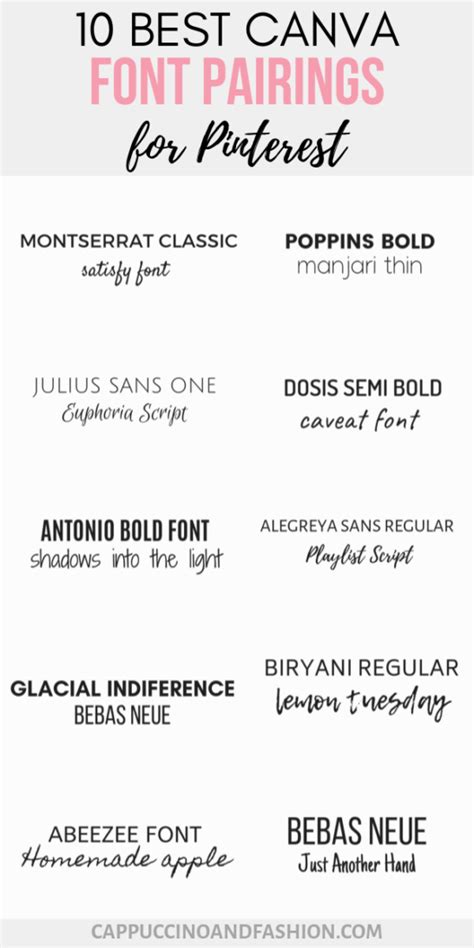 10 Best Canva Font Pairings Free Pinterest Fonts Graphic Design