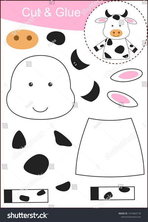 Cut Paste Worksheet Cow 库存矢量图（免版税）1014660178 Shutterstock