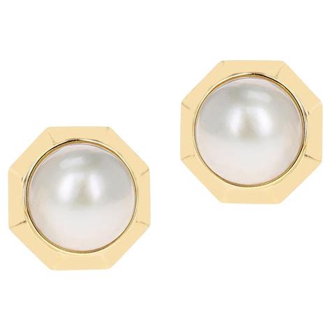 Mabe Pearl Yellow Gold Earrings For Sale At Stdibs