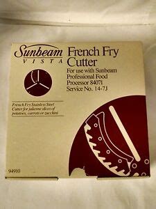 Find expert advice along with how to videos and articles, including instructions on how to make, cook, grow, or do almost anything. NEW Sunbeam Vista Food Processor 84071 French Fry Julienne Cutter Blade #94910 | eBay