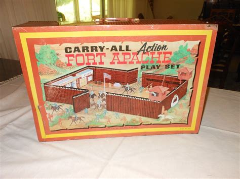 Vintage Marx Carry All Fort Apache Play Set Tin 1968 W Horses