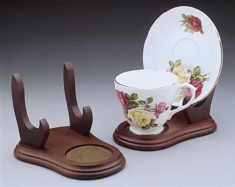 Buy Banberry Designs Tea Cup And Saucer Display Stand Set Of 2 Wood Holders For Collectible