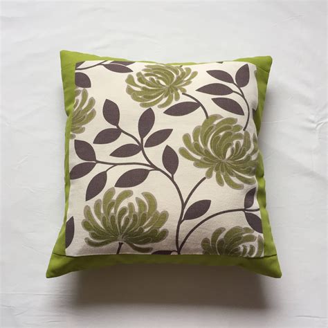 Lime Green Floral Pillow Vintage Mid Century Style Retro Etsy Uk