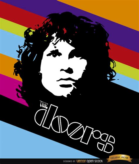 Free Vectors Jim Morrison Doors Color Stripes Poster Vector Open Stock