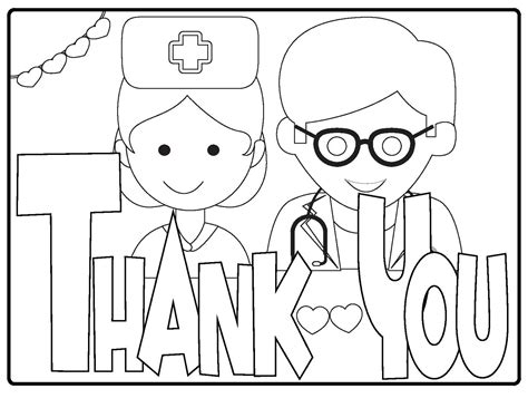 Thank You Doctors And Nurses Free Coloring Page Thank You Cards