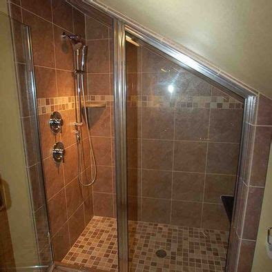 Most small full bathrooms measure about 40 square feet. Slanted ceiling shower for ella | Attic shower, Small ...