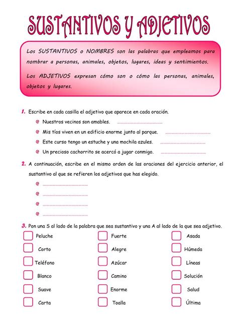 Sustantivos Y Adjetivos Ficha Interactiva Spanish Reading Comprehension Online Activities