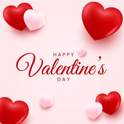 Happy Valentines Day Background With Realistic 3d Love Heart Romantic