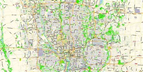 Columbus Ohio Us Map Vector Exact City Plan Low Detailed Street Map