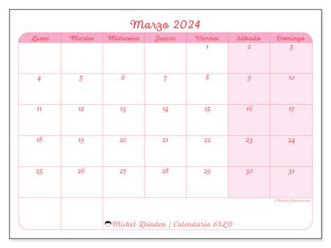 Calendario Marzo De 2024 Para Imprimir “53ld” Michel Zbinden Pe