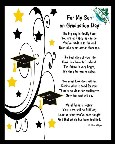 Items Similar To For My Son On Graduation Day Poem Digital Print On Etsy
