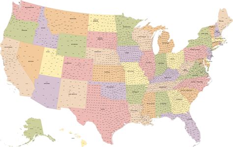 Usa With Counties Map Digital Vector Creative Force All In One Photos