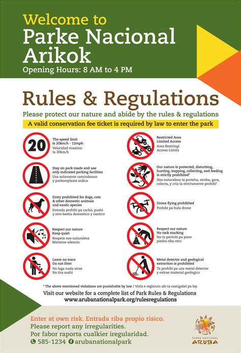 Rules And Regulations Aruba National Park Foundation
