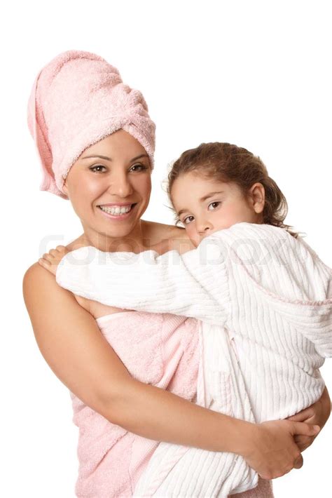 Mother And Daughter Together At Bathtime Stock Image Colourbox