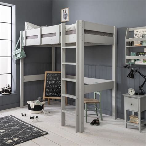 Available in natural, white or chestnut finish; Una High Sleeper Cabin Bed in Grey | Nöa & Nani