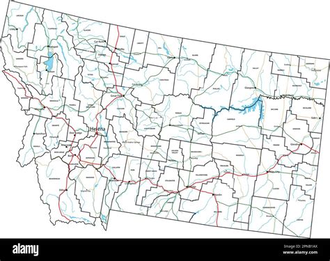 Mapa De Carreteras Y Autopistas De Montana Ilustración Vectorial