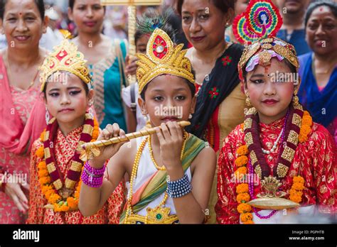 Kathmandunepal Aug 272018 People Celebrating Gaijatra Festivalgai