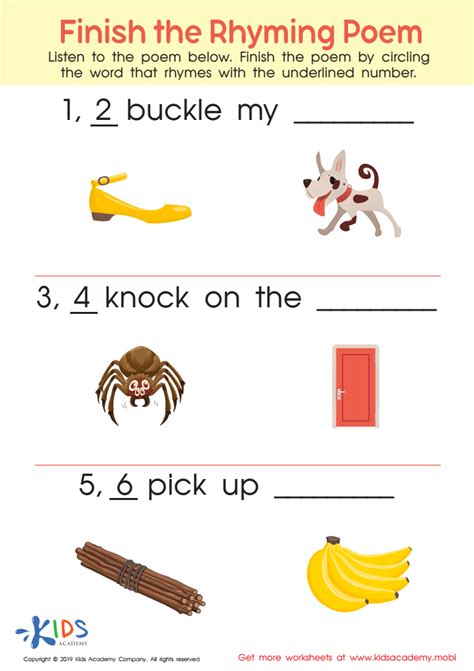 Finish Rhyming Poem Worksheet For Kids Answers And Completion Rate