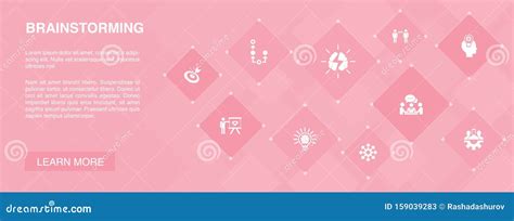 Brainstorming Banner 10 Icons Concept Stock Vector Illustration Of