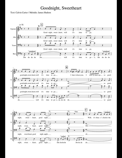 Goodnight Sweetheart Sheet Music For Piano Download Free In Pdf Or Midi