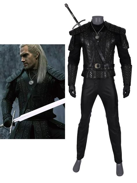 The Witcher Cosplay Geralt Of Rivia Black Leather Outfit Full Set